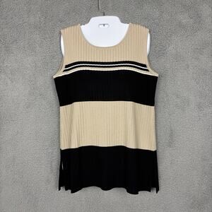 Women's Exclusively MISOOK Sleeveless Tan Black Shell Top Size Medium